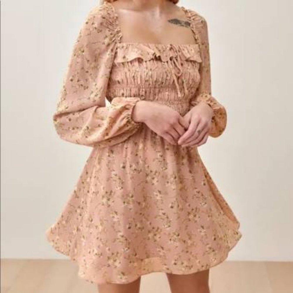 Reformation Dress"Pink Melody Morris" Mini Floral Viscose NWOT Sz 12